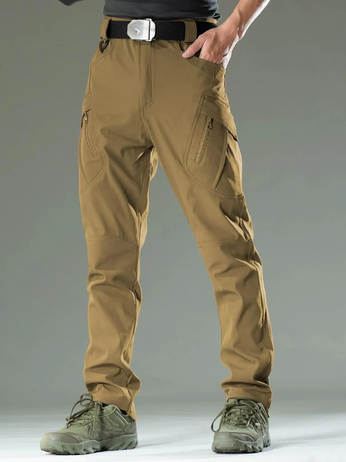 Pants Water Resistant Lightweight Tactical Outdoor Work Pants with Pockets(No hair Belt) YAXHWIV Men's Hiking Cargo 