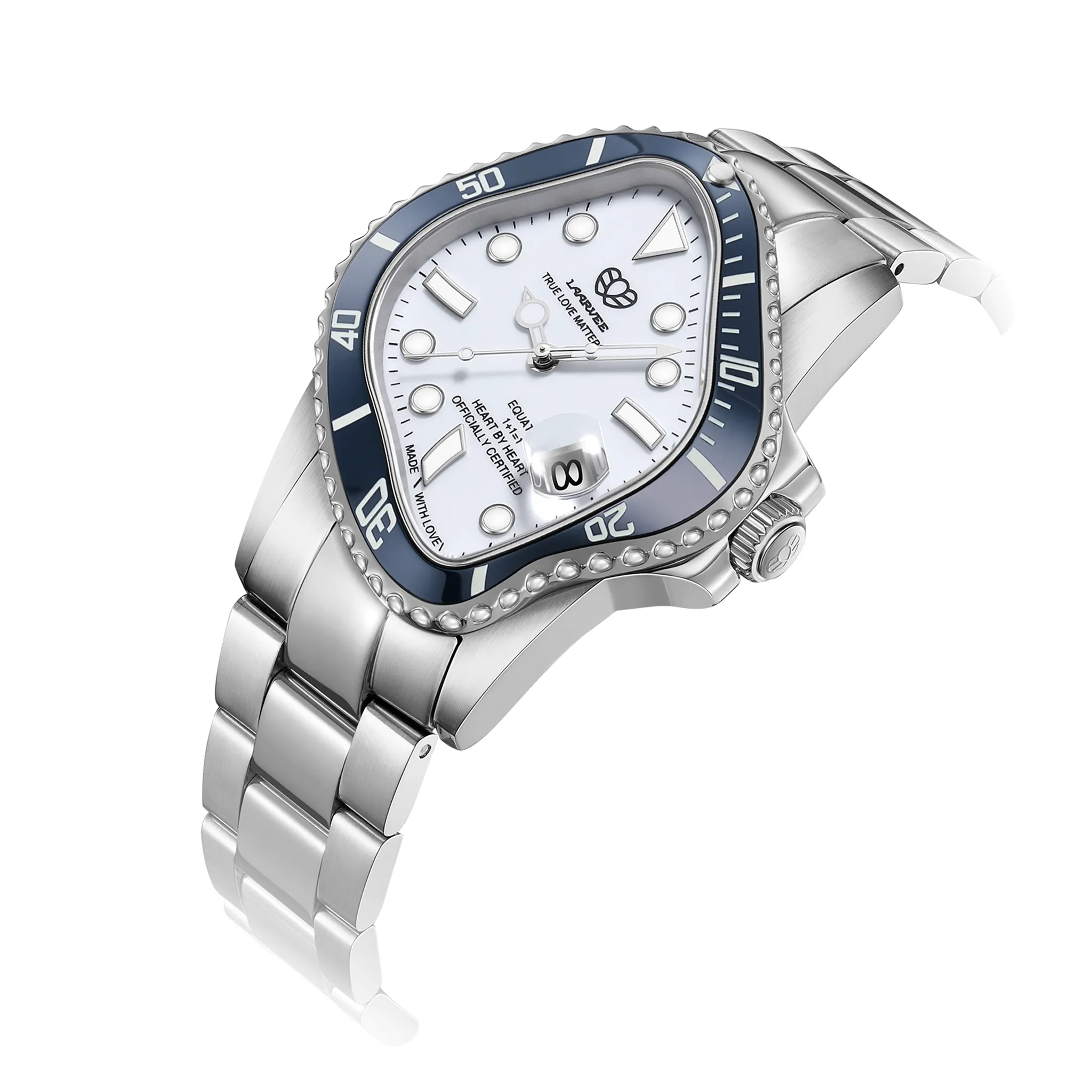 PEA001 / SILVER PRECISION STEEL&NAVY BLUE CERAMIC BEZEL&WHITE DIAL