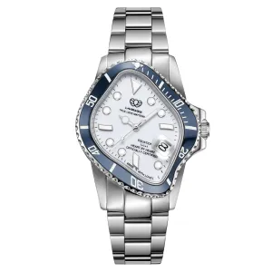 PEA001 / SILVER PRECISION STEEL&NAVY BLUE CERAMIC BEZEL&WHITE DIAL