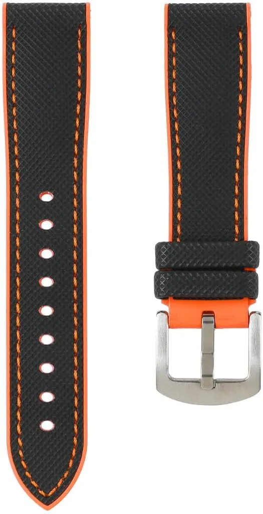 Performance Watch Band- Replacement Watch Bands Quality Waterproof- Watch Straps for Men & Women- Deployment Clasp Pin Buckle- Compatible with Most Watches- 22mm, fungal 24mm Theo Hybrid Nylon & FKM Rubber 