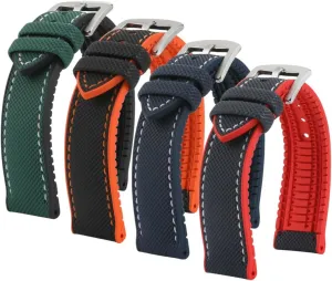 Performance Watch Band- Replacement Watch Bands Quality Waterproof- Watch Straps for Men & Women- Deployment Clasp Pin Buckle- Compatible with Most Watches- 22mm, fungal 24mm Theo Hybrid Nylon & FKM Rubber 