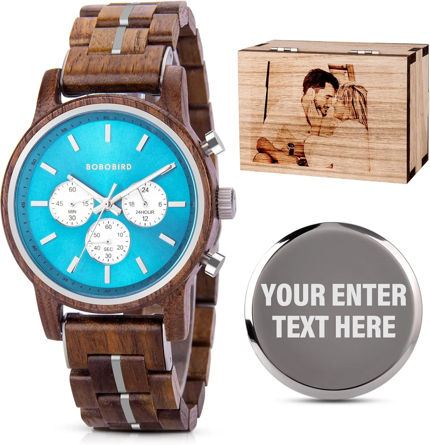 Personalized Engraved Watch for Mens likewise binary Lightweight Chronograph Military Striking Blue Dial Customize Watch Anniversary Watch Gift for Him 2win 