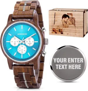 Personalized Engraved Watch for Mens likewise binary Lightweight Chronograph Military Striking Blue Dial Customize Watch Anniversary Watch Gift for Him 2win 