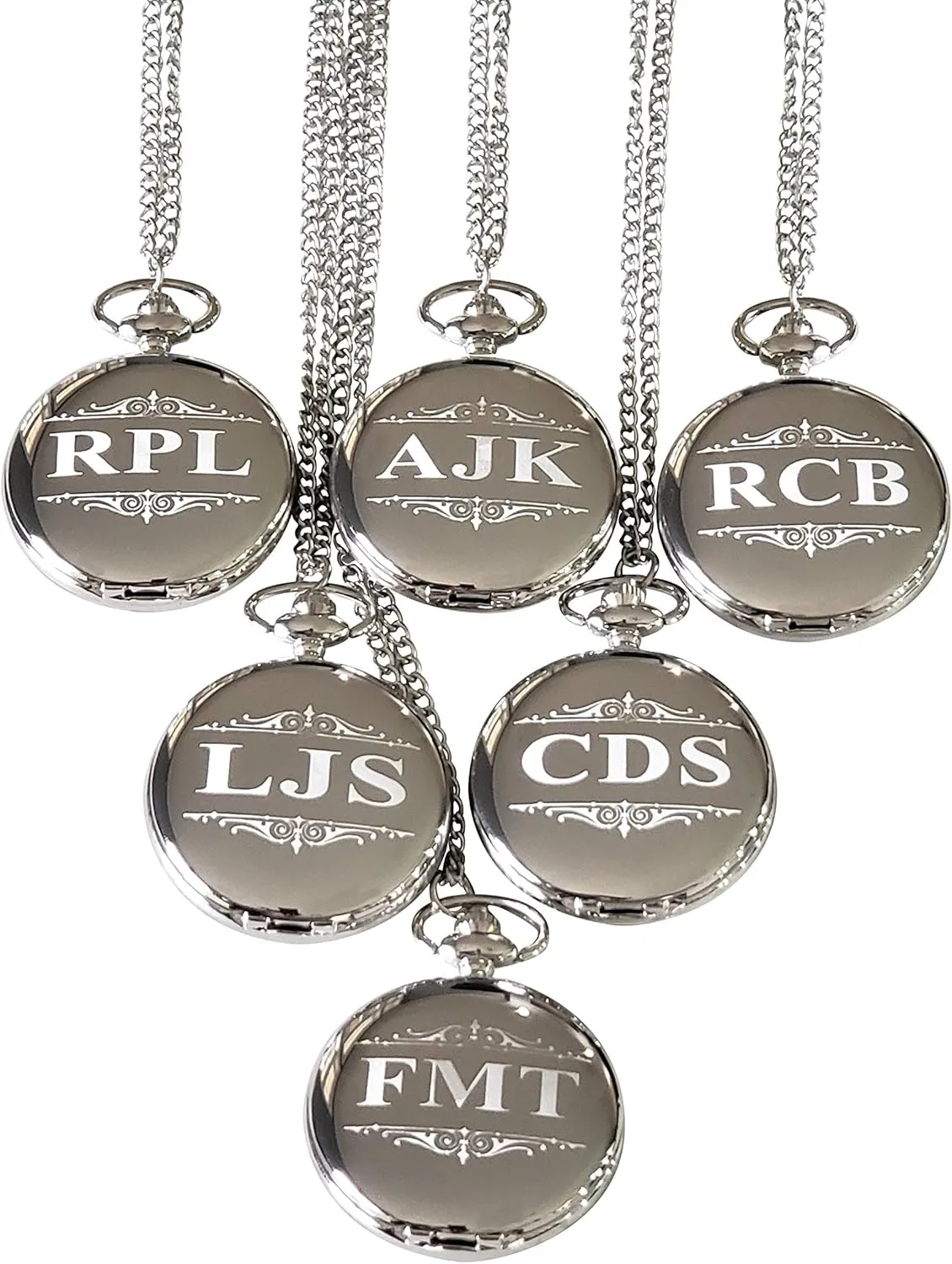 Personalized hairdo Watches with Chain and Box Included - Engraving Included (Black) 6 Custom Personalized Pocket Watches - Gold Wedding Gift Set - Groomsmen 