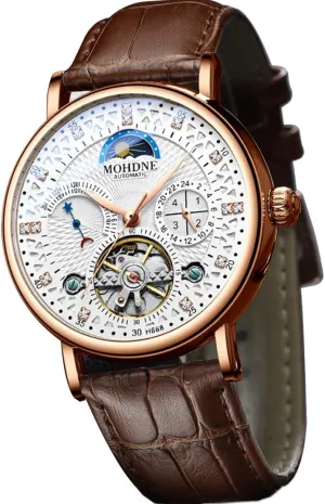 Phase Display, Waterproof Mechanical Watch, numeric haunt discipline revive internal spectacular Outdoor Compass Hollow Out Watch Men's Fully Automatic Mechanical Watch with Multifunctional Lunar 