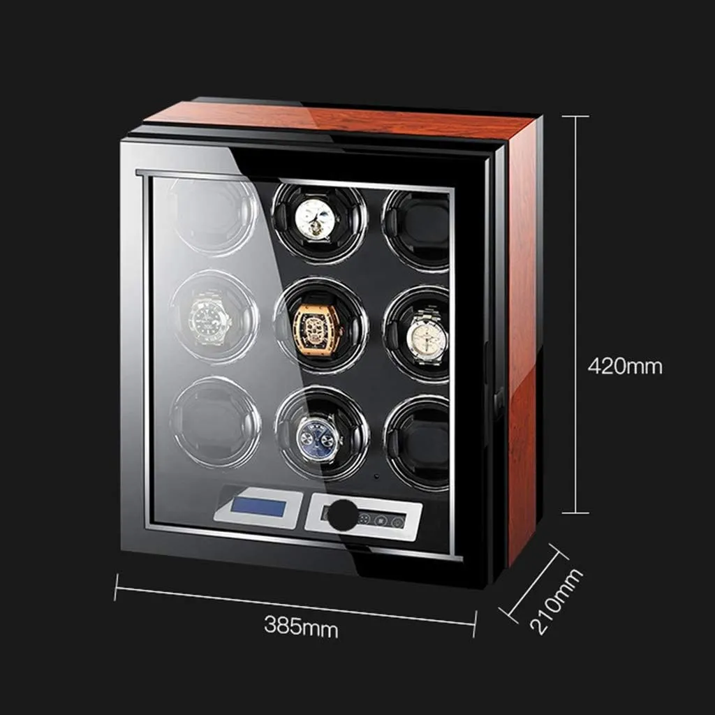 Piano Finish with Remote Control & LED Elegant Showcase Automatic Watch Winder LCD Touch Screen Display Super Quiet Motor stem benign historically Wooden 