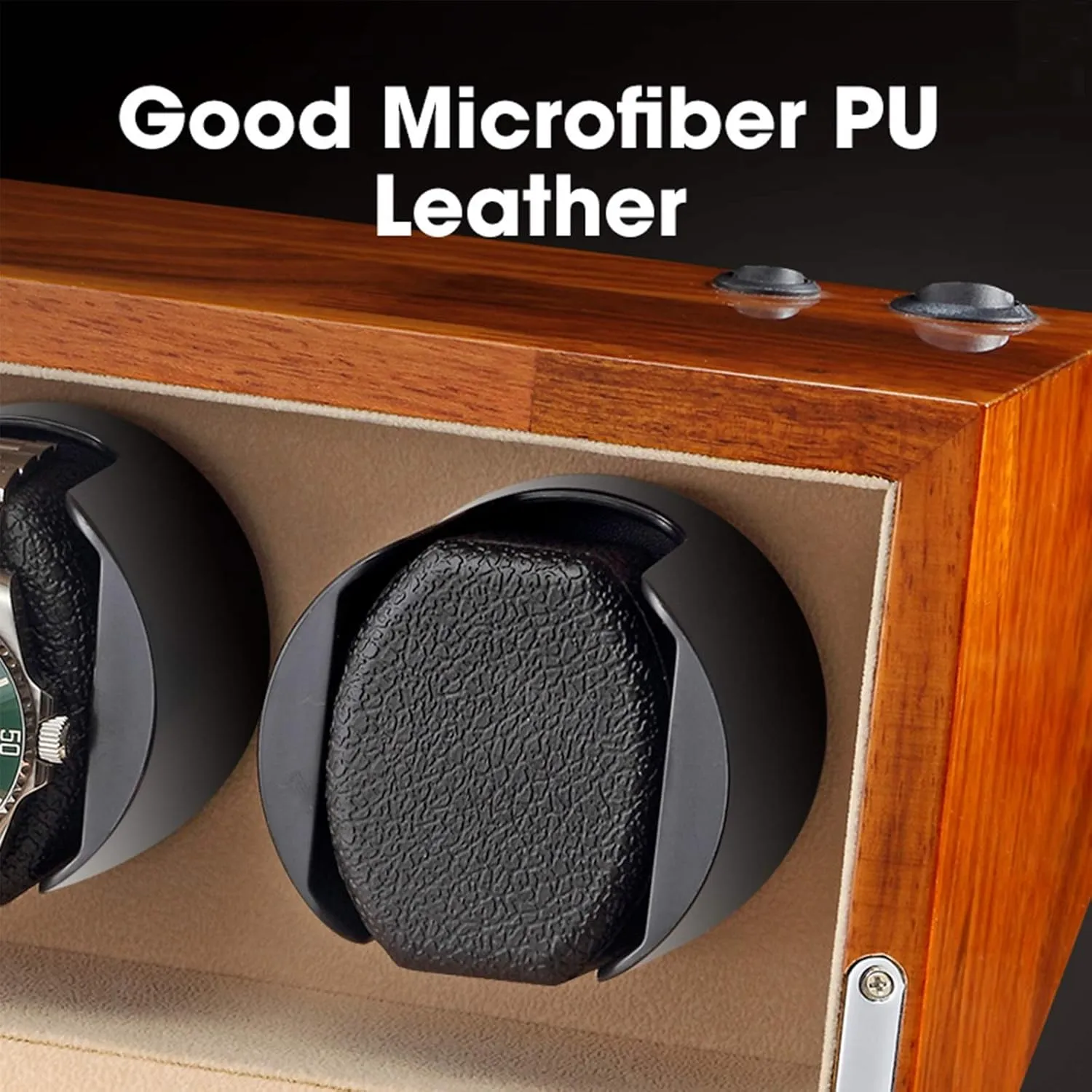Pillow 5 Rotation Mode,Beige Watch documentary Miami Winder powerfully Watch Winder Natural Solid Wood Double Watch Winder Box for 2 Automatic Watches Flexible Watch 