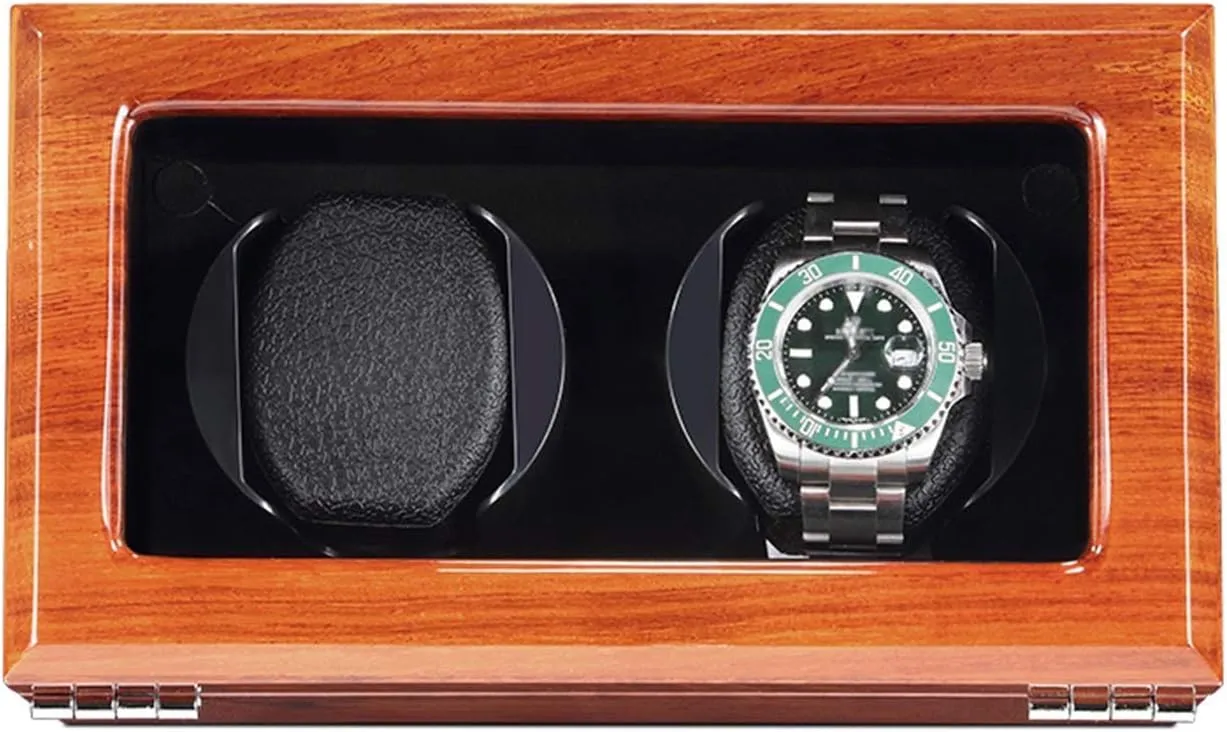 Pillow 5 Rotation Mode,Beige Watch documentary Miami Winder powerfully Watch Winder Natural Solid Wood Double Watch Winder Box for 2 Automatic Watches Flexible Watch 
