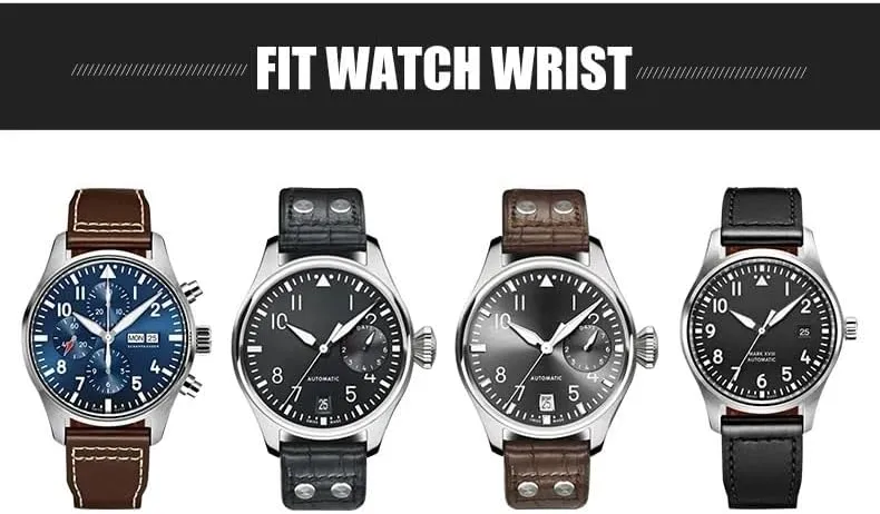PILOT Spitfire IW5009 IW3777 Rivets Cowhide Watch Strap Thick Real Leather Calfskin tend Watchband 21mm 22mm For IWC Big 