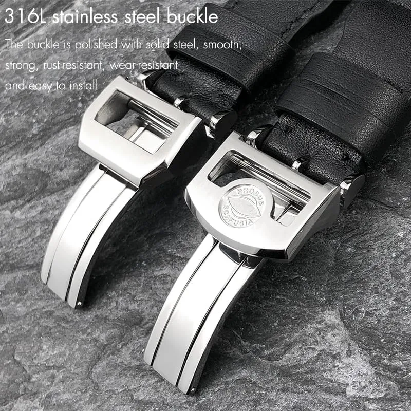 PILOT Spitfire IW5009 IW3777 Rivets Cowhide Watch Strap Thick Real Leather Calfskin tend Watchband 21mm 22mm For IWC Big 