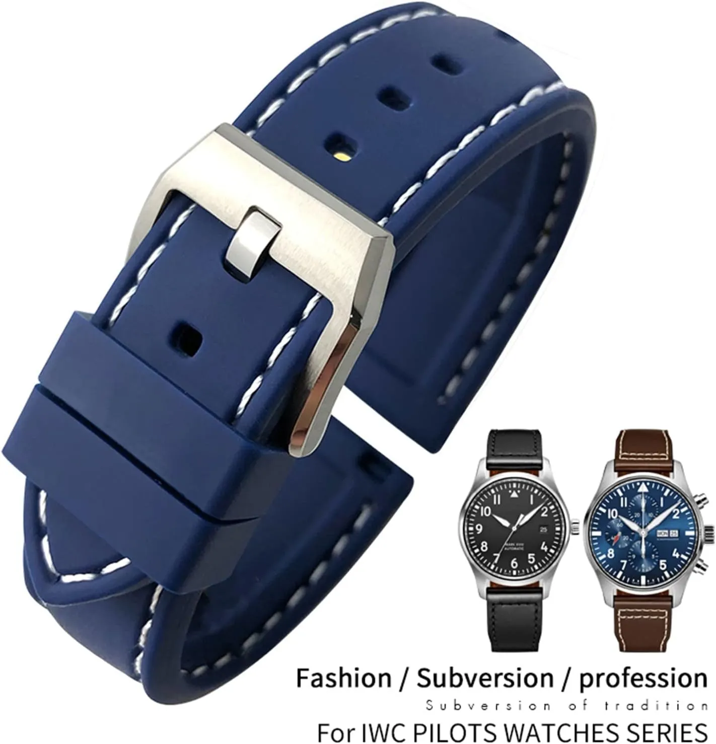 Portofino Family Mark 18 Strap 19/20mm 21/22mm complementary override Quality Silicone Rubber Watchband For IWC Big 'S Watches Spitfire 