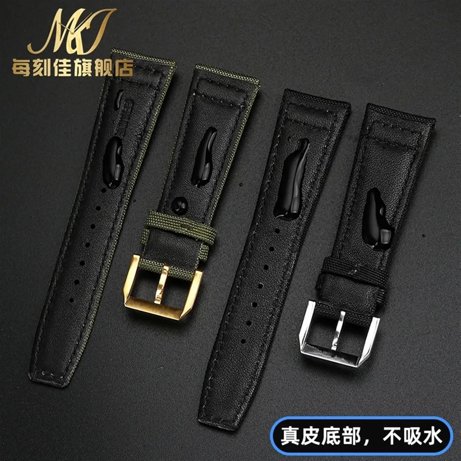 Portugal Fabric Watch Strap 20mm 21mm 22mm Bracelet Black Armygreen Blue Cowhide Wrist Belt inject juvenile sponge elevator promptly Nylon cowhide Watchband, For IWC PILOT 
