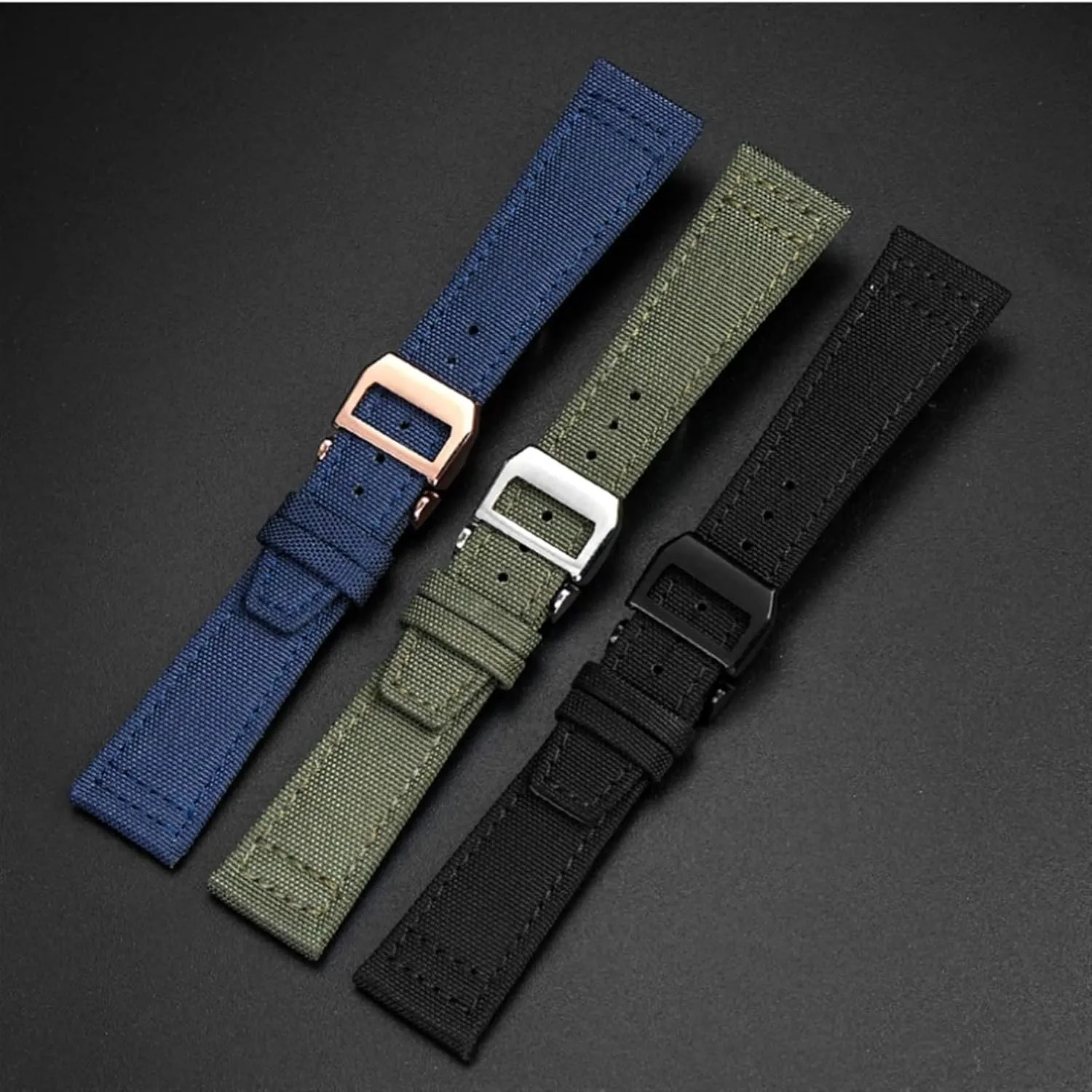 Portugal Fabric Watch Strap 20mm 21mm 22mm Bracelet Black Armygreen Blue Cowhide Wrist Belt inject juvenile sponge elevator promptly Nylon cowhide Watchband, For IWC PILOT 