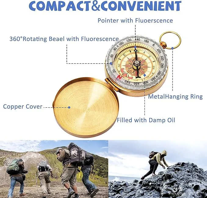 Posinly Orienteering Compass with Survival Whistle - Advanced Boy Scout Compass for Camping, Hiking and Navigation, Professional Field Compass for Map Reading, Compass for Kids