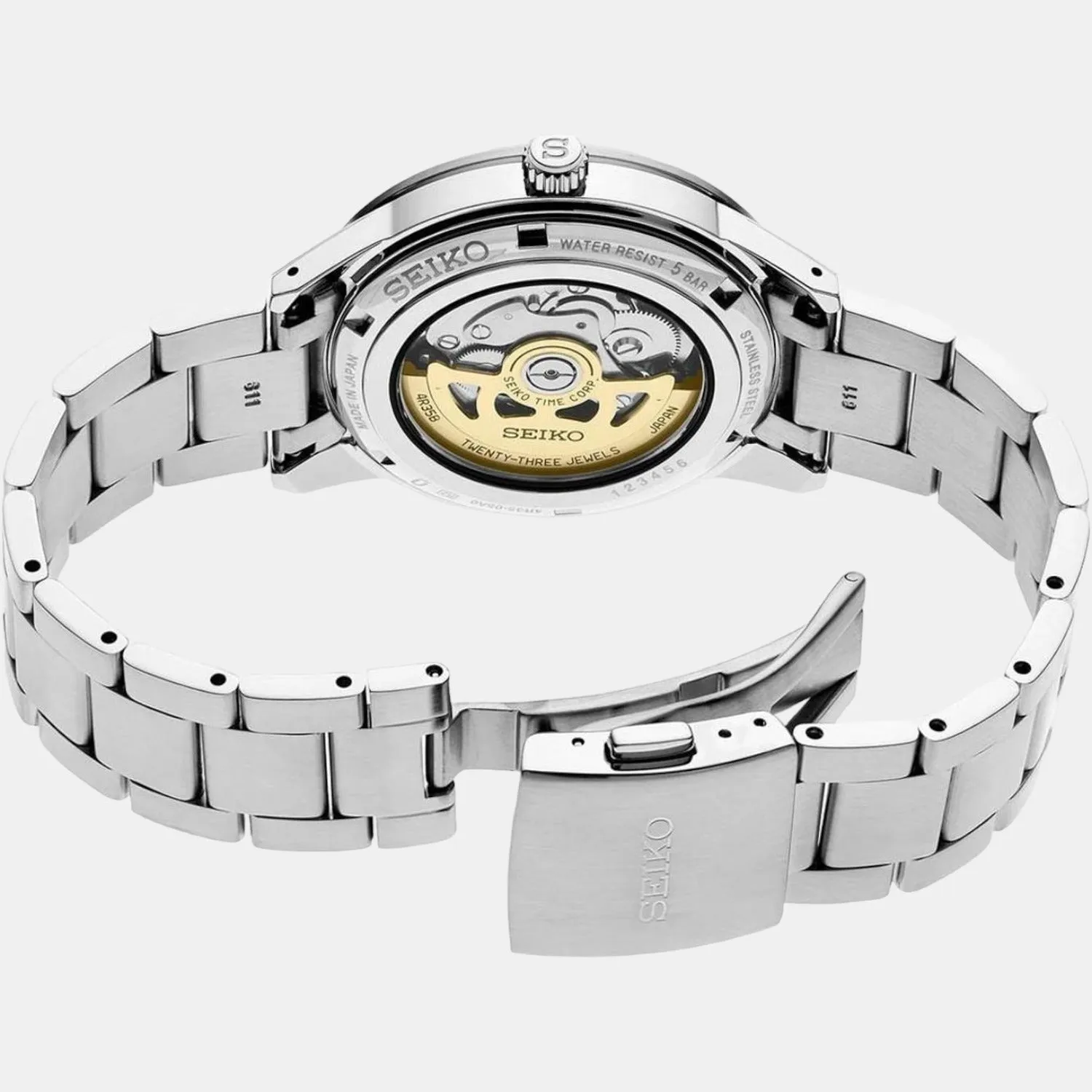 Presage Men Automatic White Dial Analog Stainless Steel Watch SRPG03J1