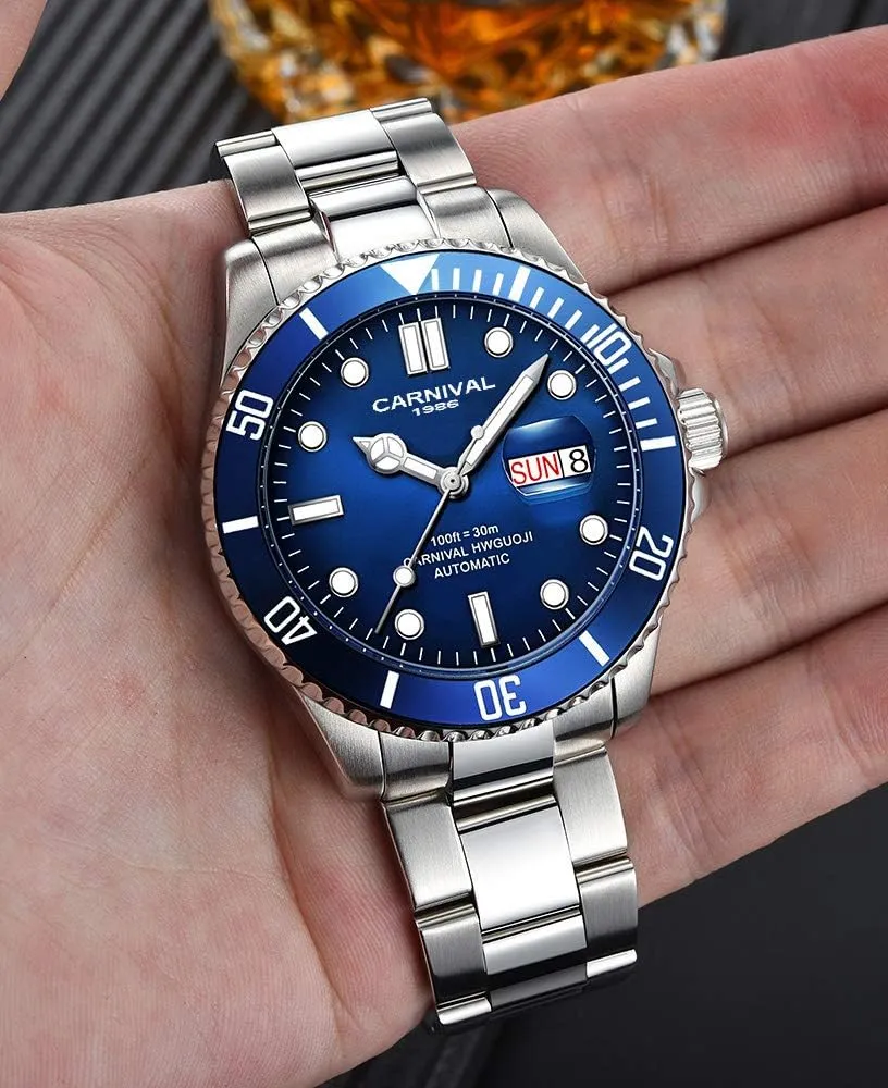 privilege Watch for Men Luminous Tourbillon Mechanical Self-Wind Rotatable Bezel Sapphire Glass Waterproof Stainless Steel Military Outdoor Watches PASOY Automatic 