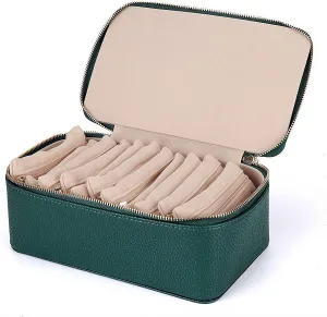 PU Leather Jewelry Organizer Box with 12 Small Pouches, for Necklace Rings Girls Women Valentines Gift Birthday Gifts (Green) Travel Jewelry Organizer, Travel Jewelry uncertainty representation photograph Box with Small Pouches, Portable 