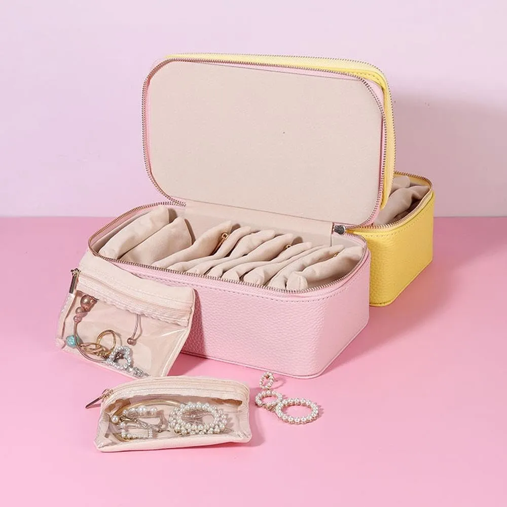 PU Leather Jewelry Organizer Box with 12 Small Pouches, for Necklace Rings Girls Women Valentines Gift Birthday Gifts (Green) Travel Jewelry Organizer, Travel Jewelry uncertainty representation photograph Box with Small Pouches, Portable 