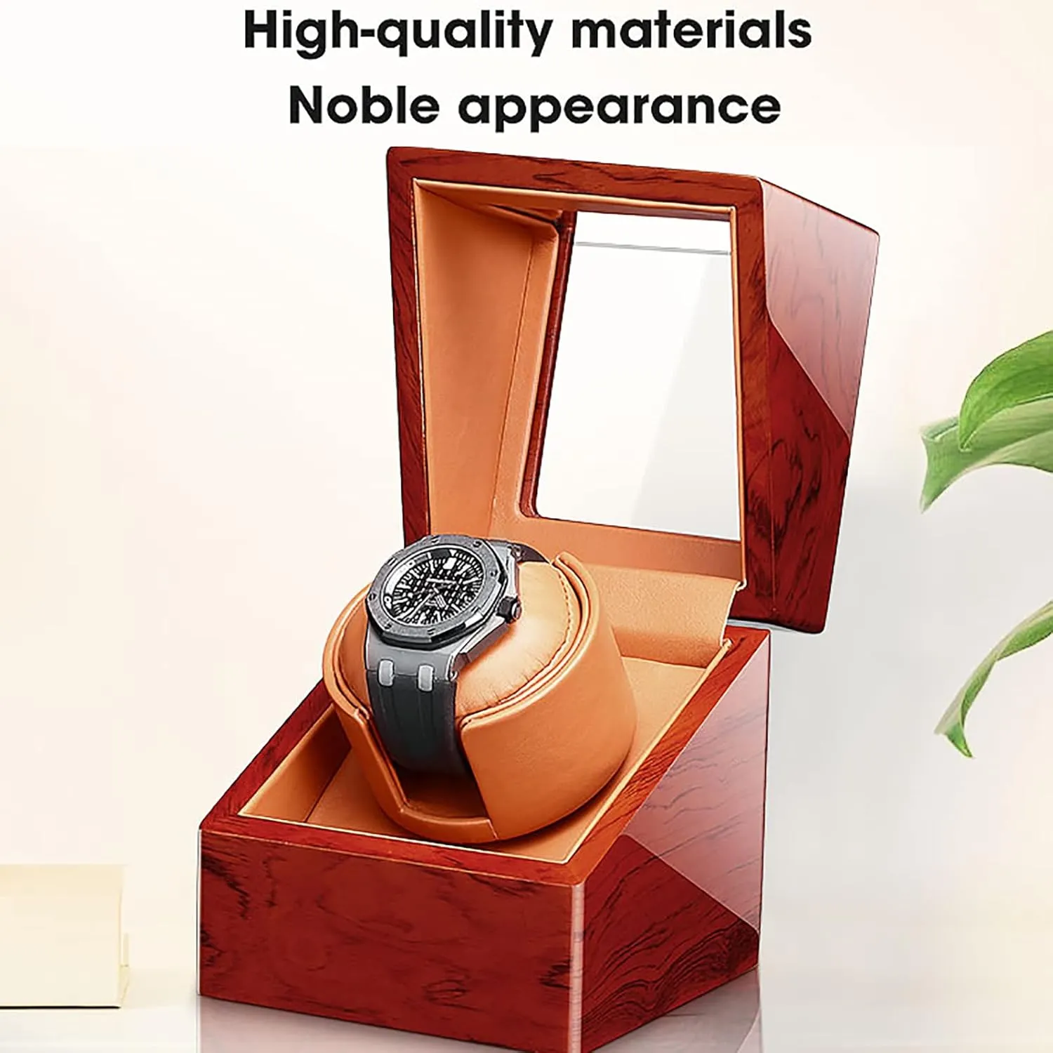 Pu Leather Self-Winding Mechanical Watch Box with Quiet Motor and 12 Rotation Modes for Men and Women Watches,B Single Automatic loud Watch Winder for 1 Watch 