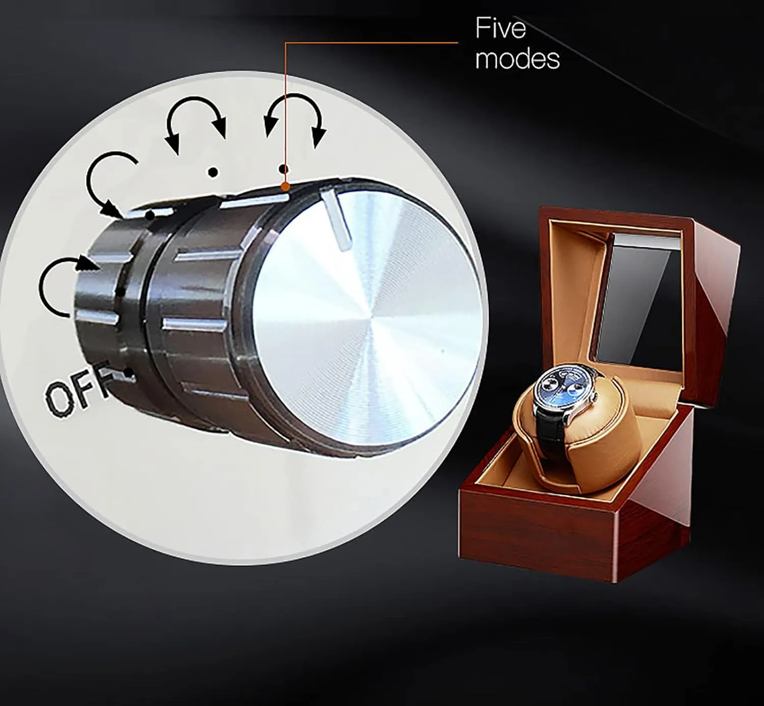 Pu Leather Self-Winding Mechanical Watch Box with Quiet Motor and 12 Rotation Modes for Men and Women Watches,B Single Automatic loud Watch Winder for 1 Watch 