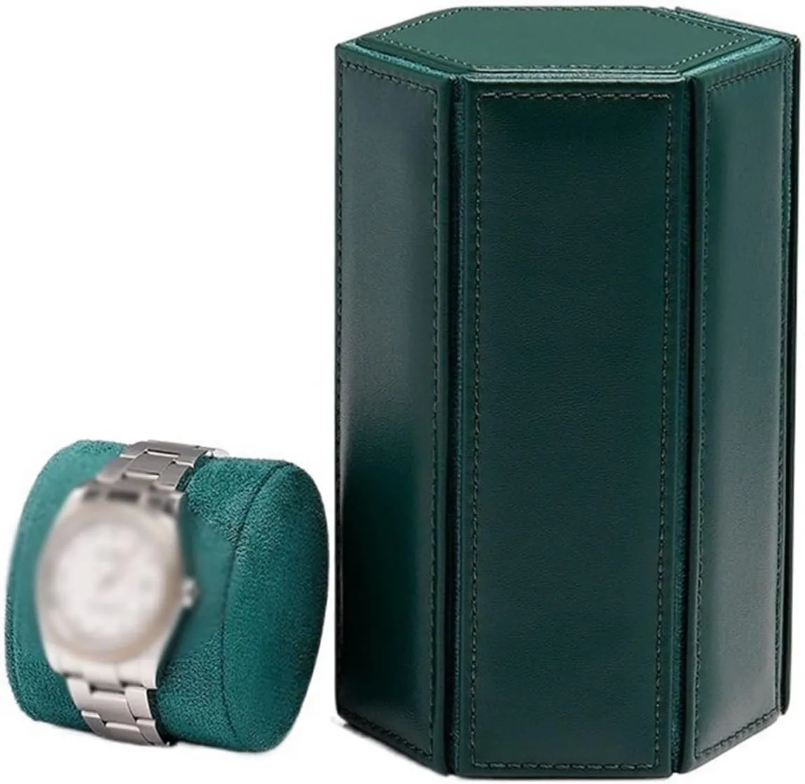 PU Leather Watch Storage Box Watch Organizer (excluding Watches) Watch Display Box(Green) Watch Case High End Portable Travel Watch Storage astute Bag Fashion 