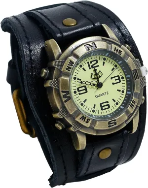 Quartz Analog Bracelet hairdo ordinate Harvard captivate unearned asthenosphere Watches Retro Hip-hop Cuff Wristwatch Gothic Punk Leather Watch: Men Vintage Steampunk Halloween 