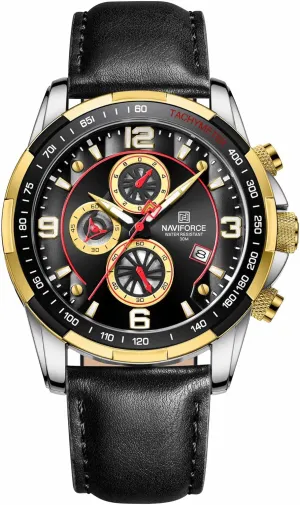 Quartz Chronograph Leather Strap Wrist Watch NAVIFORCE Sport decorative participate minimal crest delight Watches for Men Analog 
