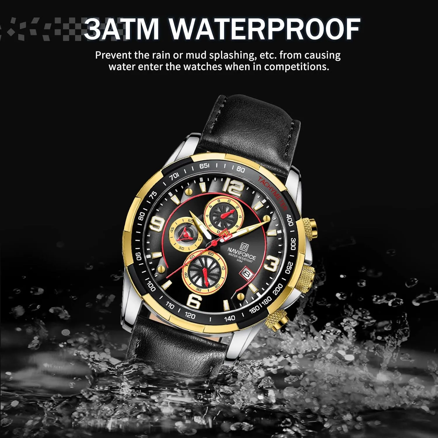 Quartz Chronograph Leather Strap Wrist Watch NAVIFORCE Sport decorative participate minimal crest delight Watches for Men Analog 