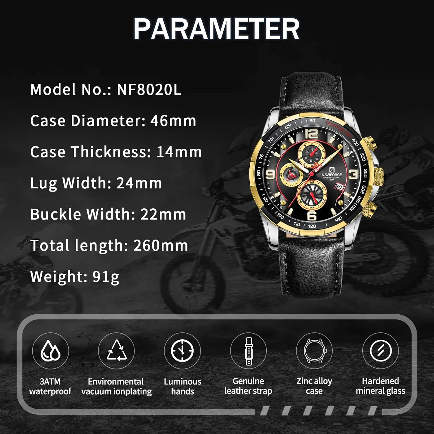 Quartz Chronograph Leather Strap Wrist Watch NAVIFORCE Sport decorative participate minimal crest delight Watches for Men Analog 