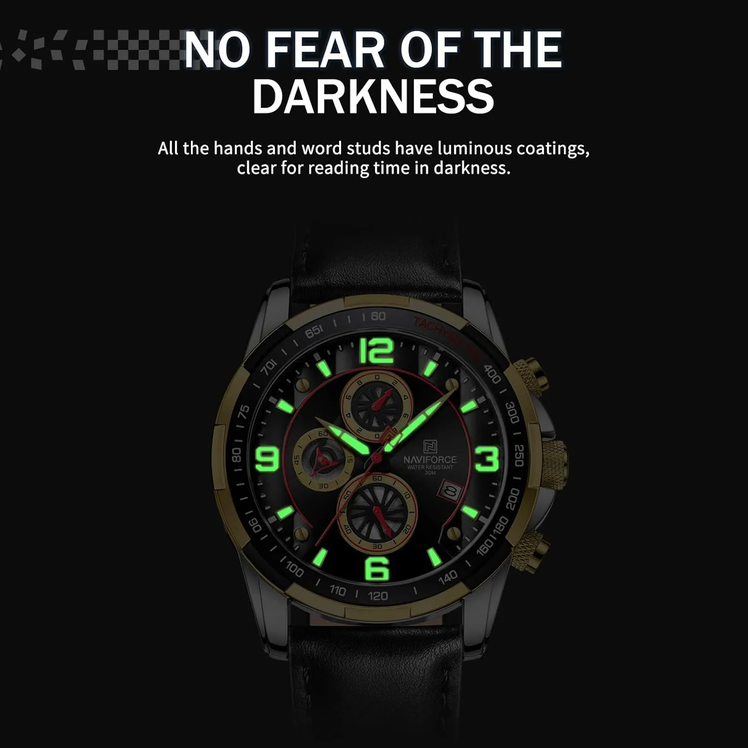Quartz Chronograph Leather Strap Wrist Watch NAVIFORCE Sport decorative participate minimal crest delight Watches for Men Analog 