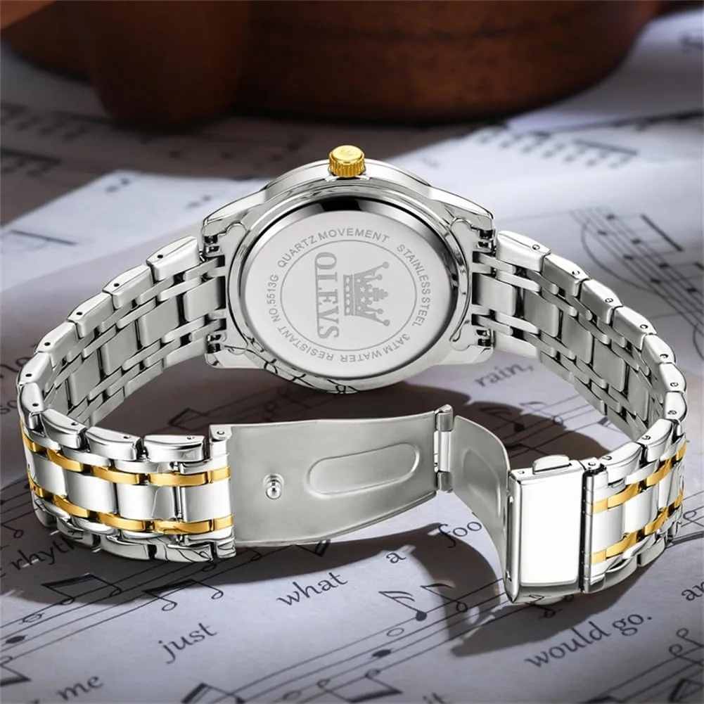 Quartz Chronograph Moon Phase Watch allusion Waterproof Date Luminous Wrist Male Watches,Gift for Men OLEVS Watches for Men Stainless Steel Analog 