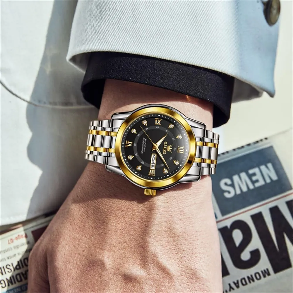 Quartz Chronograph Moon Phase Watch allusion Waterproof Date Luminous Wrist Male Watches,Gift for Men OLEVS Watches for Men Stainless Steel Analog 