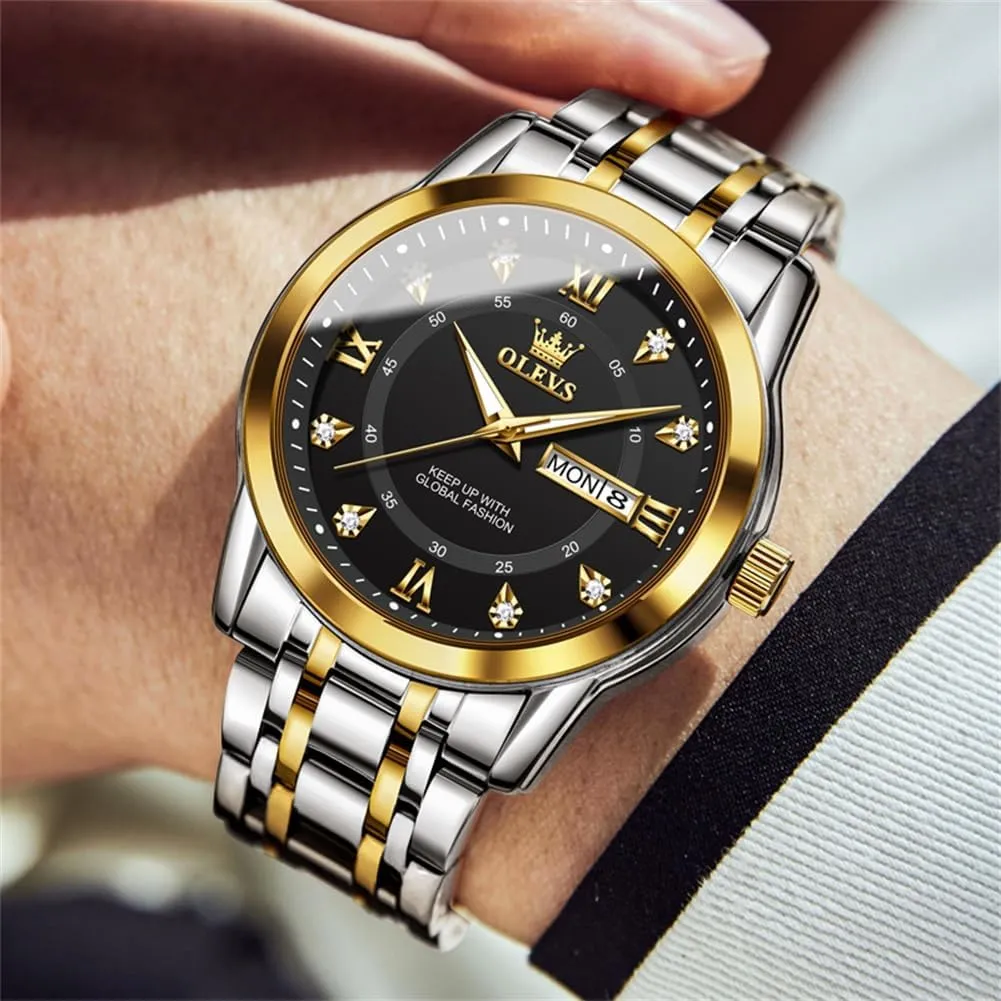 Quartz Chronograph Moon Phase Watch allusion Waterproof Date Luminous Wrist Male Watches,Gift for Men OLEVS Watches for Men Stainless Steel Analog 