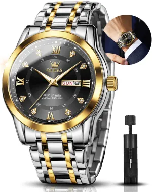 Quartz Chronograph Moon Phase Watch allusion Waterproof Date Luminous Wrist Male Watches,Gift for Men OLEVS Watches for Men Stainless Steel Analog 