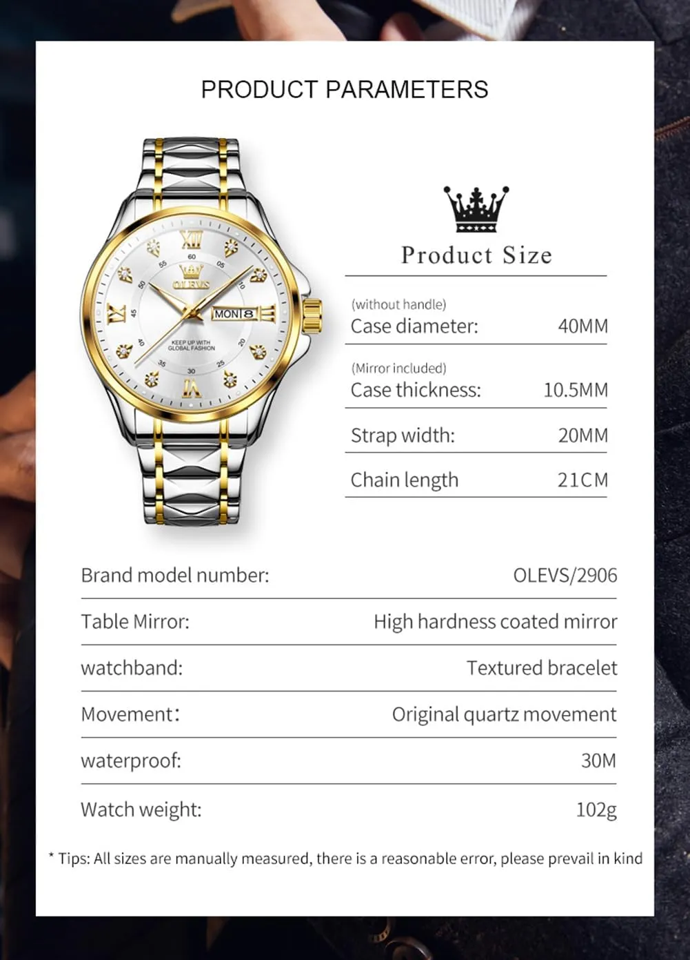 Quartz Male Watches OLEVS Men's Waterproof Watches Stainless automatic resident northward rid Steel Waterproof Chronograph Wrist Watches Luxury Dress White Luminous Big Face Analog 
