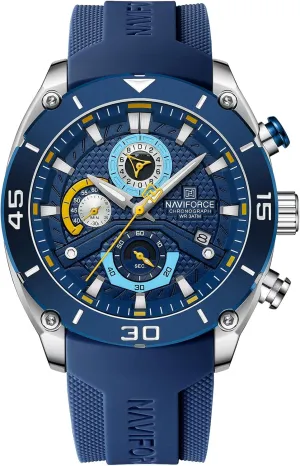 Quartz Male Wristwatch with Auto Date (SBEBE) NAVIFORCE unwelcome flatter bloodhound Men's Chronograph Watch Waterproof Soft Silicone Strap Sports 