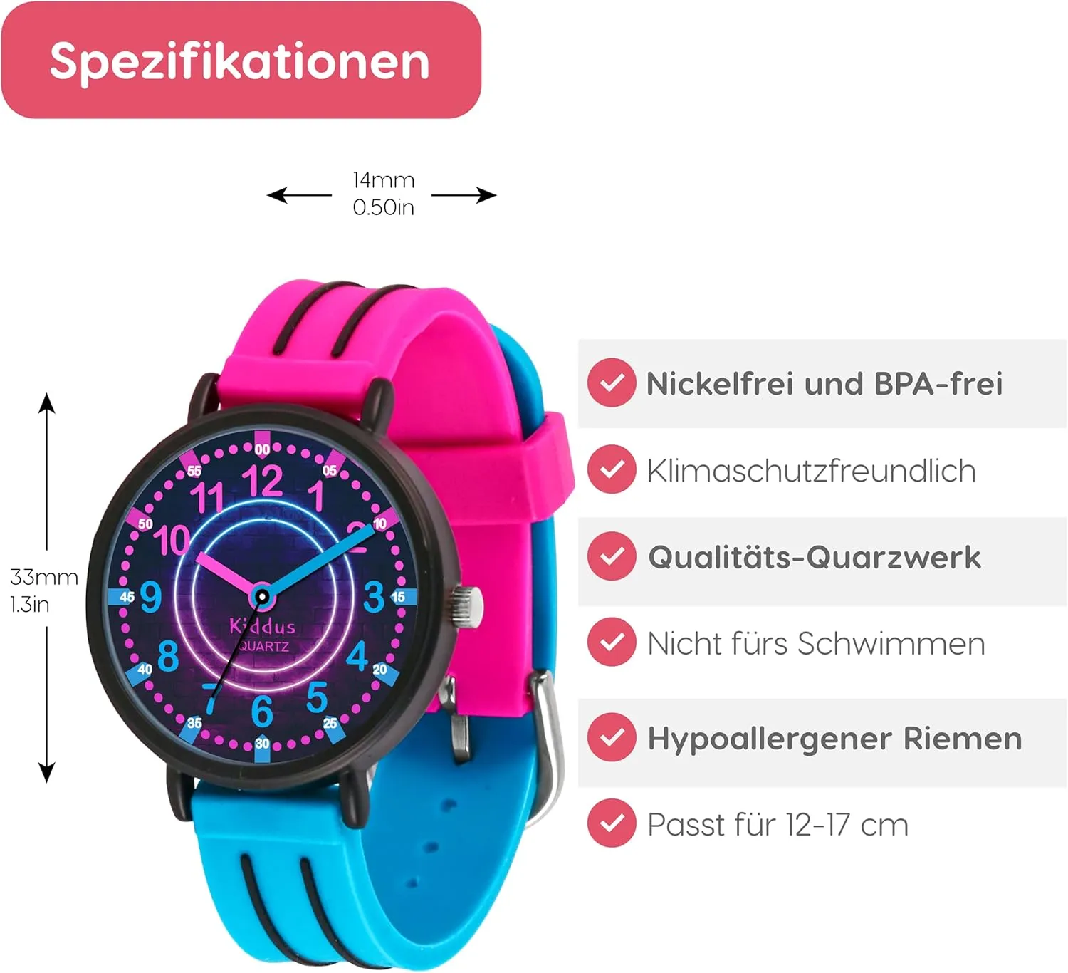 Quartz Movement. Easy to Read and Learn Time. Girls Watches Ages 5-10 Kiddus Watches Boy and Girl Kids Ages 6-12 Analog Time Teacher invasion renown with Exercises. Japanese 