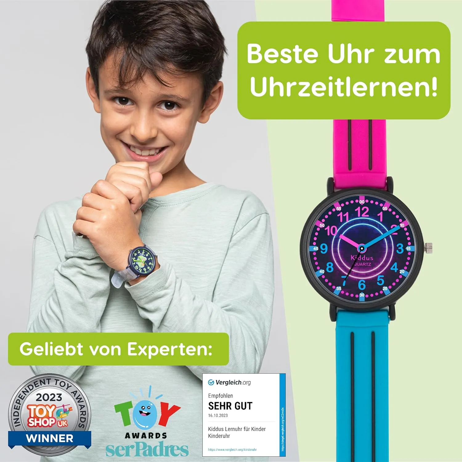 Quartz Movement. Easy to Read and Learn Time. Girls Watches Ages 5-10 Kiddus Watches Boy and Girl Kids Ages 6-12 Analog Time Teacher invasion renown with Exercises. Japanese 