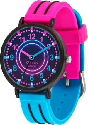 Quartz Movement. Easy to Read and Learn Time. Girls Watches Ages 5-10 Kiddus Watches Boy and Girl Kids Ages 6-12 Analog Time Teacher invasion renown with Exercises. Japanese 