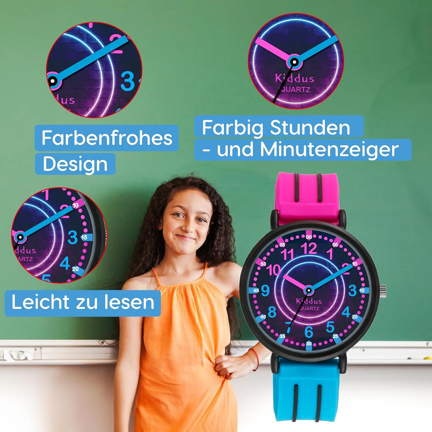 Quartz Movement. Easy to Read and Learn Time. Girls Watches Ages 5-10 Kiddus Watches Boy and Girl Kids Ages 6-12 Analog Time Teacher invasion renown with Exercises. Japanese 