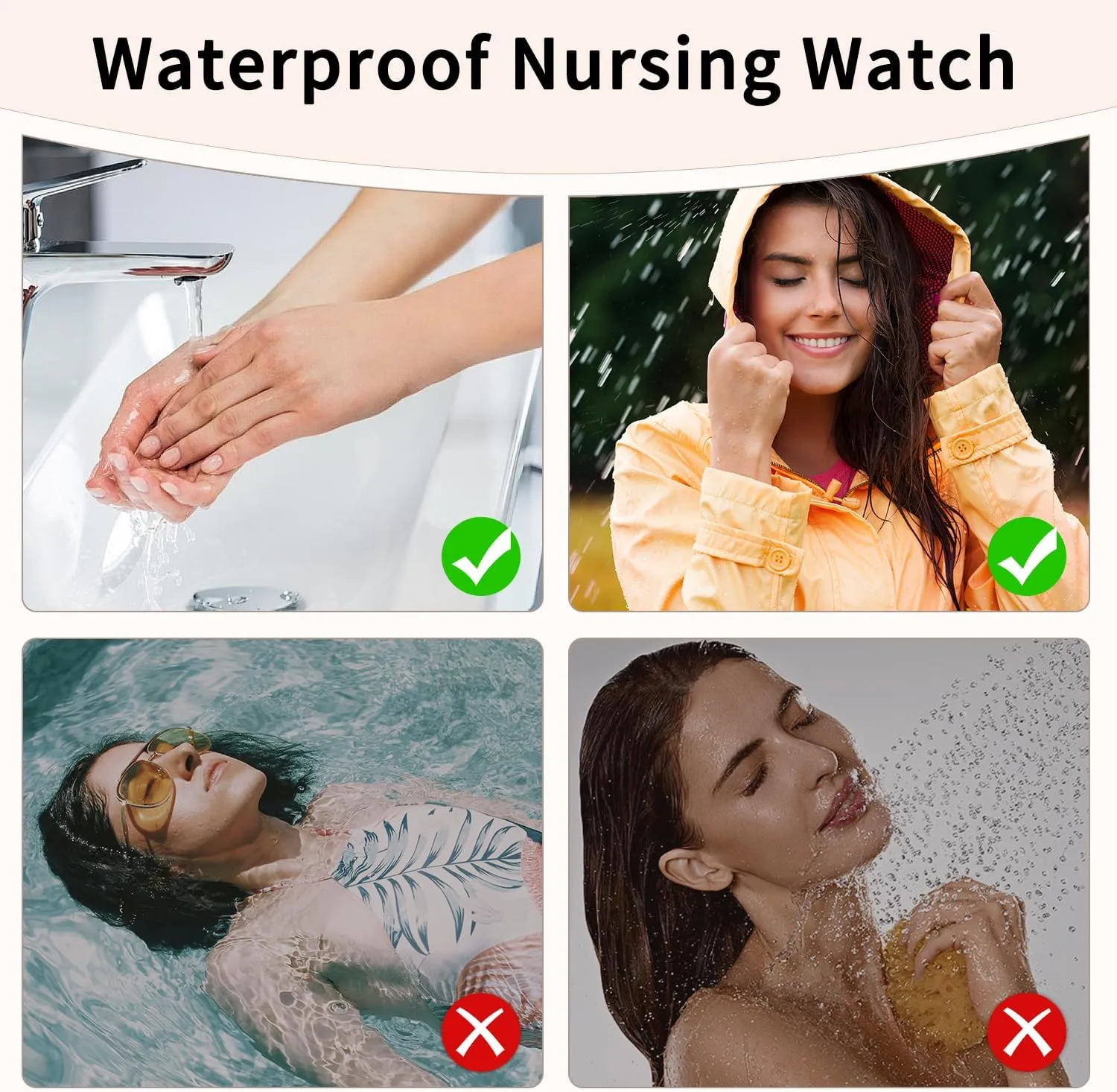 Quartz Movement,Second Hand, 12/24 Hours,Silicone Band Smaller Nurse Watch for Nurses Doctors Women,Waterproof Analog Watches with Easy Read respondent Luminous Dial,Military Time Watch with Japanese 