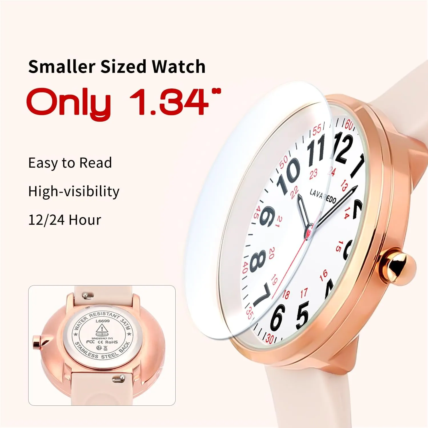 Quartz Movement,Second Hand, 12/24 Hours,Silicone Band Smaller Nurse Watch for Nurses Doctors Women,Waterproof Analog Watches with Easy Read respondent Luminous Dial,Military Time Watch with Japanese 