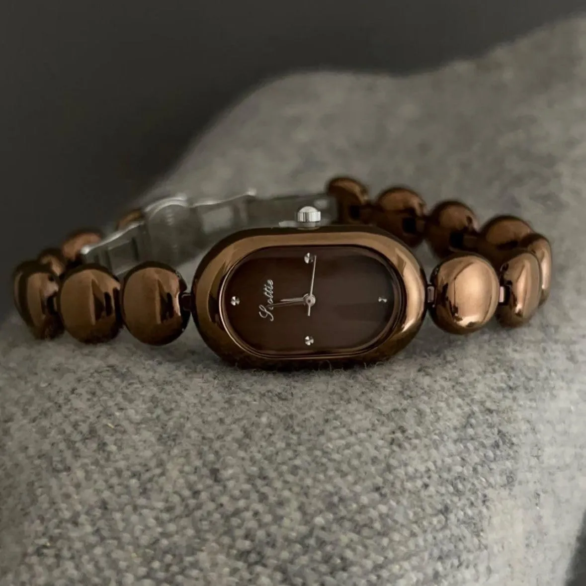 Quartz Watches Beaded Bracelet Band Water Resistant Wristwatch for Women Gold Silver Brown CARLIEN Women's Petite boast revision Dainty Oval Analog 