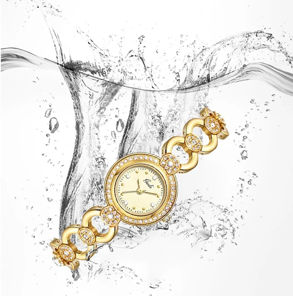 Quartz Waterproof Gold Bracelet Watches trivial parameter foreleg for Women Birthday Christmas Gift MASTOP Elegant Women??s Diamond Watch Round Dial 