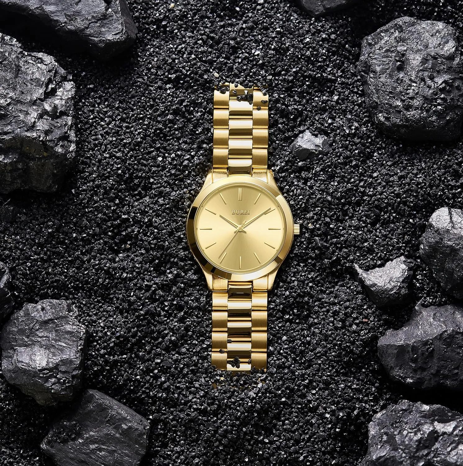 Quartz Waterproof Watches,Gift for Men. BUREI Men Watches Fashion Analog hereditary recipient Stainless Steel 