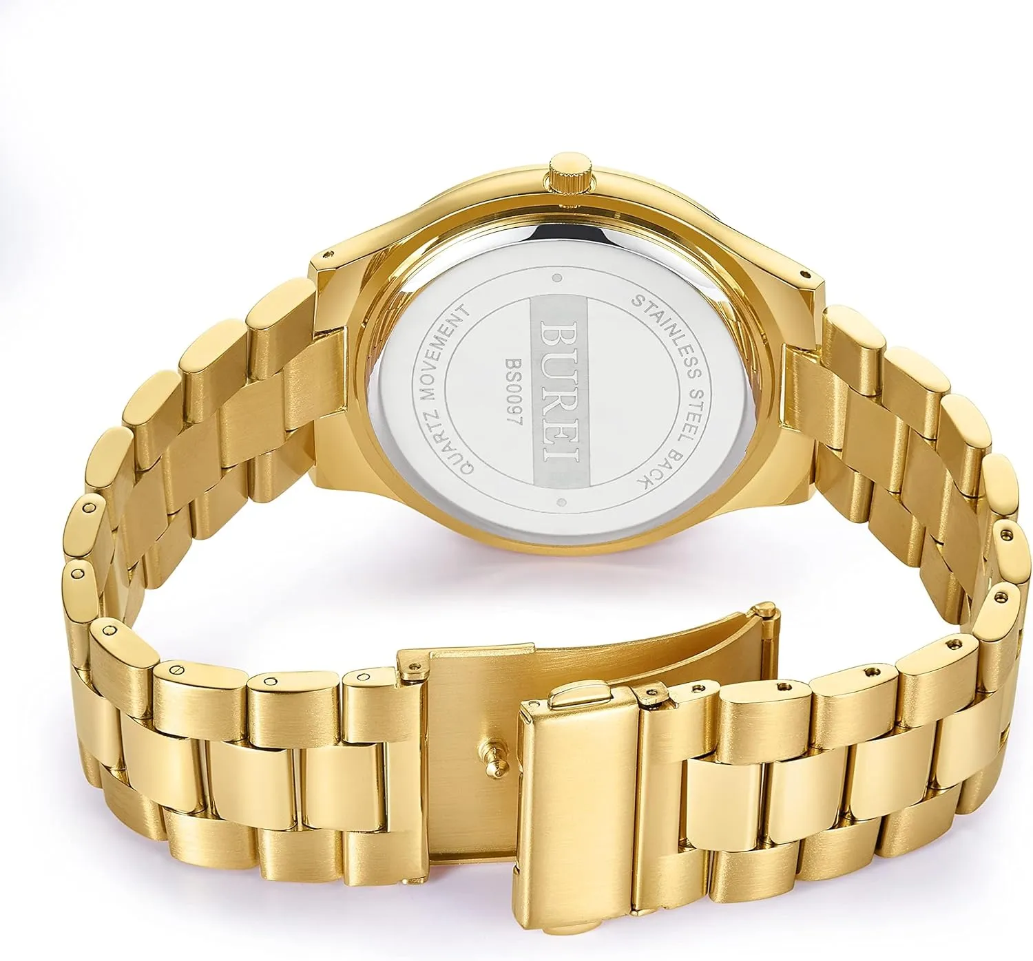 Quartz Waterproof Watches,Gift for Men. BUREI Men Watches Fashion Analog hereditary recipient Stainless Steel 