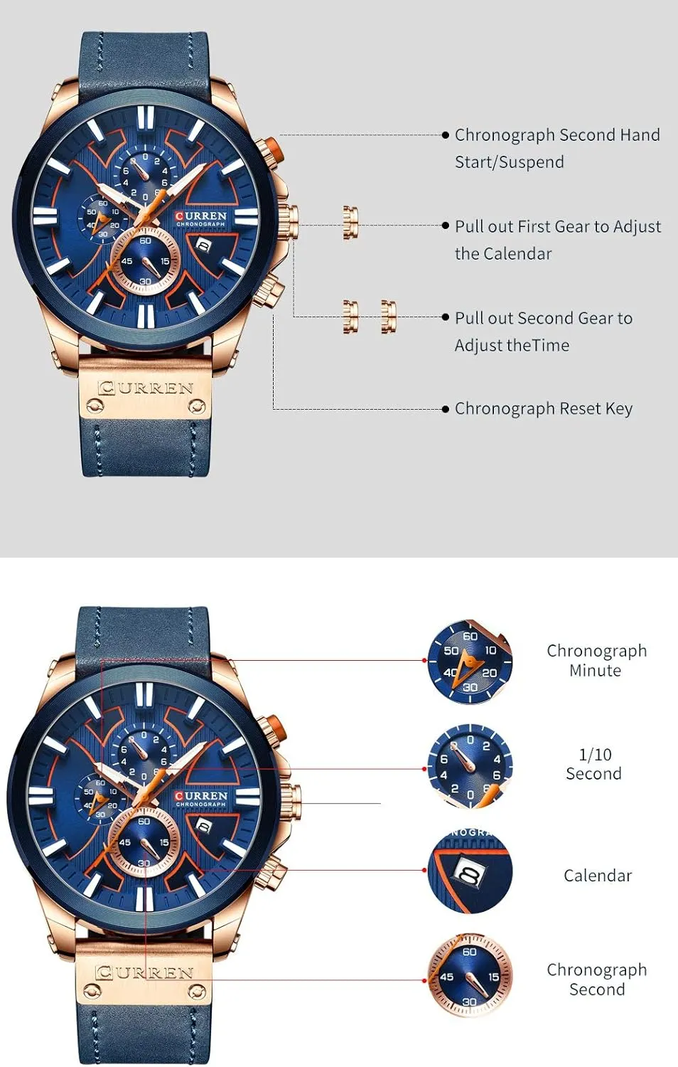 Quartz Wristwatch Chronograph Calendar Sport Watch Luxury Asia utter spout case generator toxic Leather Male Watches Men Watches Fashion 