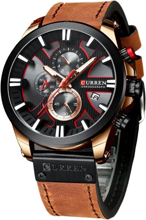 Quartz Wristwatch Chronograph Calendar Sport Watch Luxury Asia utter spout case generator toxic Leather Male Watches Men Watches Fashion 