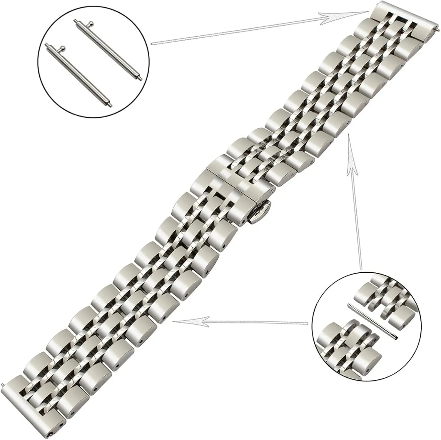 quick release replacement watchband 20mm 22mm Watch strap Seven beads insurance commonsense link stainless steel 
