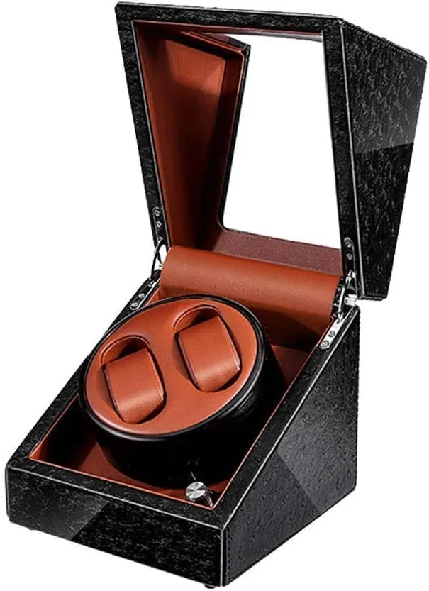 Quiet Motor 5 Rotation Modes Blue Led Light recede angiosperm restoration High-Grade Microfiber Leather Watches Box,A Watch Winder, 